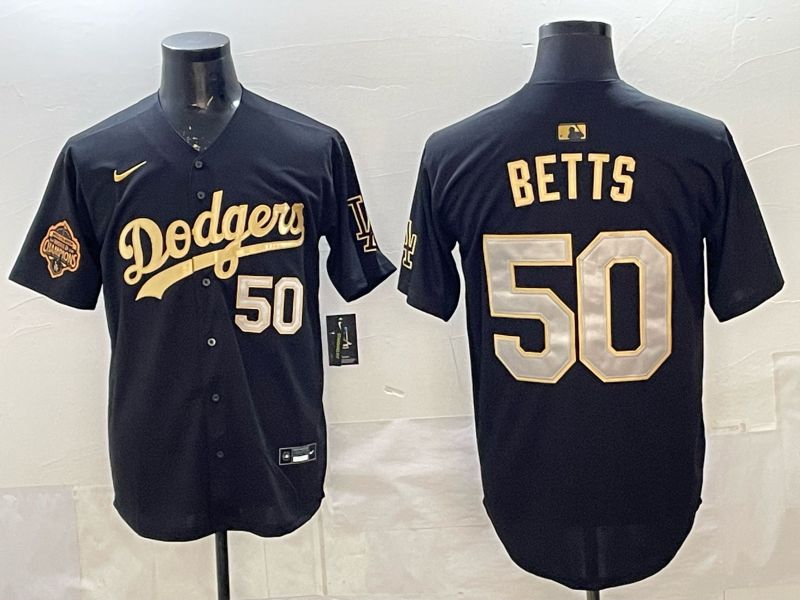 Men Nike 2026 Los Angeles Dodgers #50 Betts black Gold Game MLB Jersey 1211->los angeles dodgers->MLB Jersey